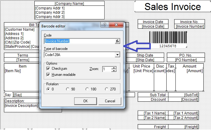 Menampilkan Barcode Invoice Number Di Preview Sales Invoice